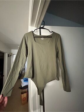 NUUDS Long Sleeve Olive Green Bodysuit - Women Tops